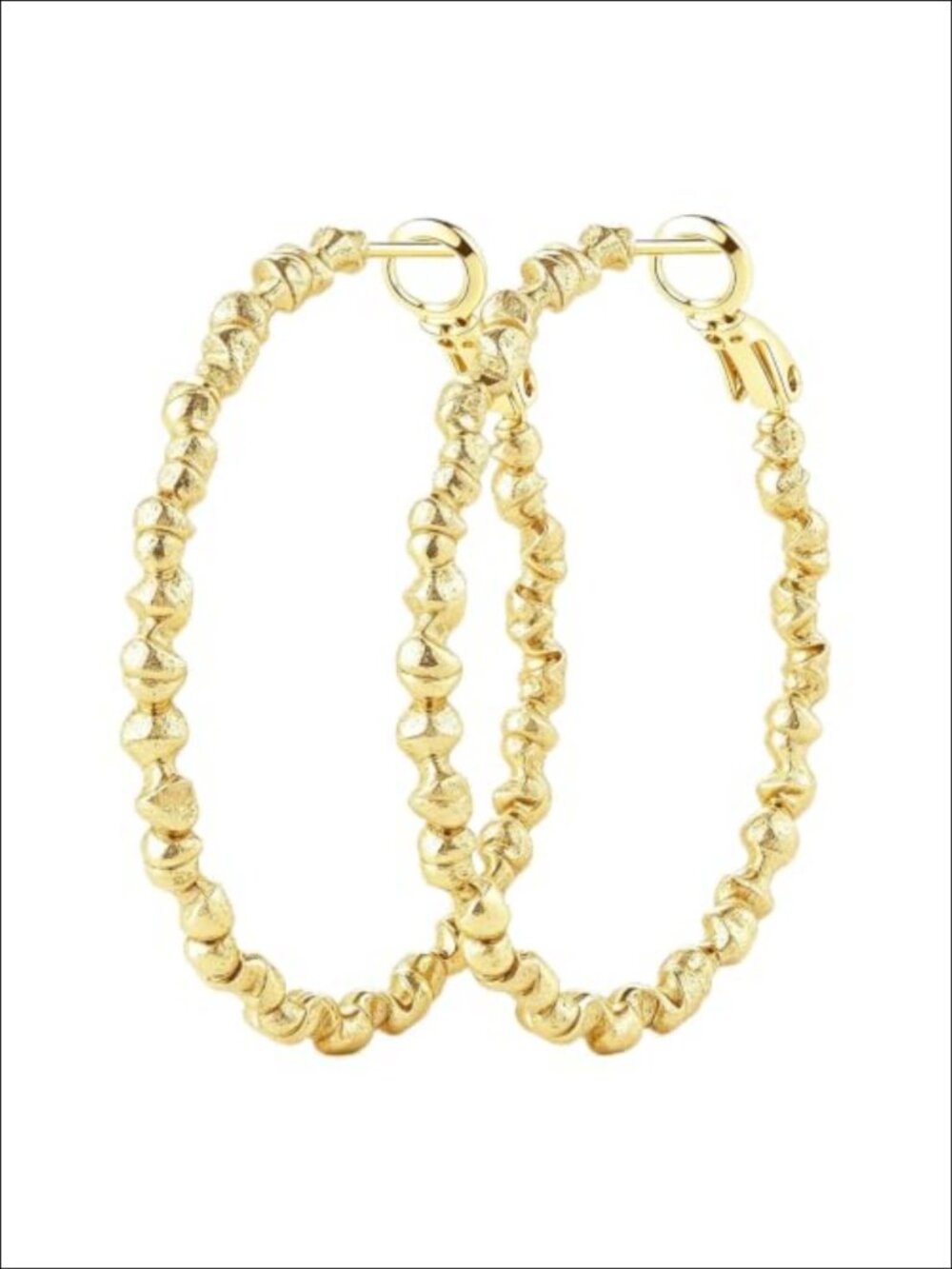 14K Gold Twisted Hammered Hoop Earrings Hinged Clasp 3mm 38mm